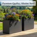 90cm Long Zinc Galvanised Matte Grey 60cm Tall Trough Planter