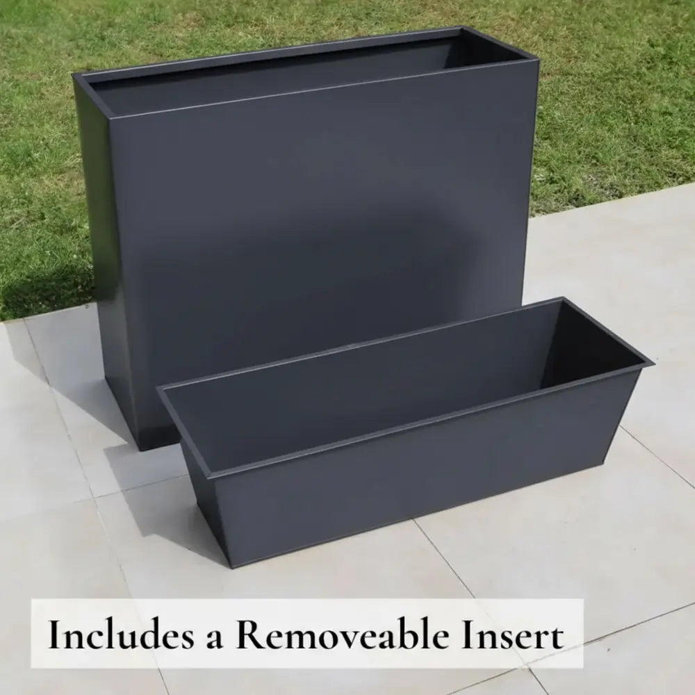 long plastic planter trough 90cm Long Zinc Galvanised Matte Grey 60cm Tall Trough Planter – Woven Wood