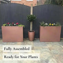 90cm Long Zinc Galvanised Rose Gold Finish 60cm Tall Trough Planter