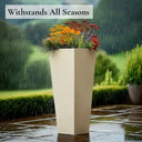 90cm Zinc Galvanised Cream Tall Tapered Square Planter - image 7