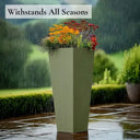 90cm Zinc Galvanised Sage Green Tall Tapered Square Planter - image 7