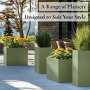 90cm Zinc Galvanised Sage Green Tall Tapered Square Planter - image 9
