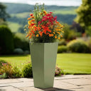 90cm Zinc Galvanised Sage Green Tall Tapered Square Planter - image 13