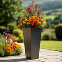 90cm Zinc Galvanised Matte Grey Tall Flared Tapered Square Planter