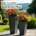 90cm Zinc Galvanised Matte Grey Tall Flared Tapered Square Planter