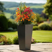 90cm Zinc Galvanised Matte Grey Tall Flared Tapered Square Planter