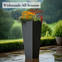 90cm Zinc Galvanised Matte Grey Tall Flared Tapered Square Planter