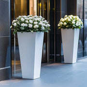 tapered square matte white planter