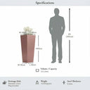 90cm Zinc Galvanised Brushed Rose Gold Finish Tall Tapered Square Planter