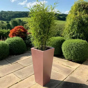 90cm Zinc Galvanised Brushed Rose Gold Finish Tall Tapered Square Planter