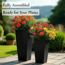 90cm Zinc Galvanised Matte Black Tapered Square Planter