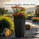 90cm Zinc Galvanised Matte Black Tapered Square Planter