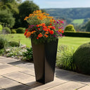 90cm Zinc Galvanised Matte Black Tapered Square Planter
