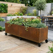 Corten Steel Wheel base for 2m Trough Planter 200cm(L) x 50cm(H) x 50cm(W)