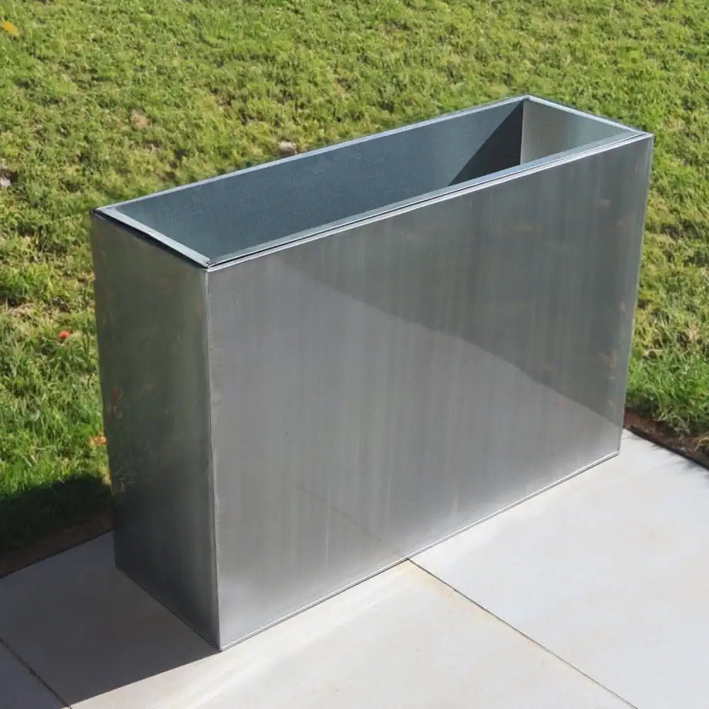 Zinc Brushed Planters Woven Wood Silver Trough