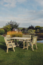 Clover Table Set with 2 Chairs & 2 Two-Seater Benches (Seats 6)