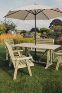Clover Table Set with 2 Chairs & 2 Two-Seater Benches (Seats 6)