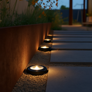 8 Warm LED Solar Garden Black Floor Lights with Stake & Automatic Sensor