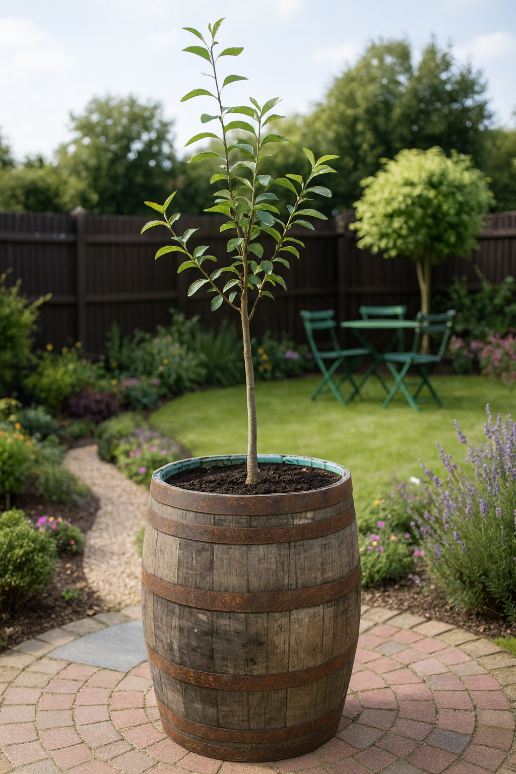 65cm Rustic full Barrel Oak Tree planter