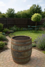 65cm Rustic Full Barrel Oak Tree Planter