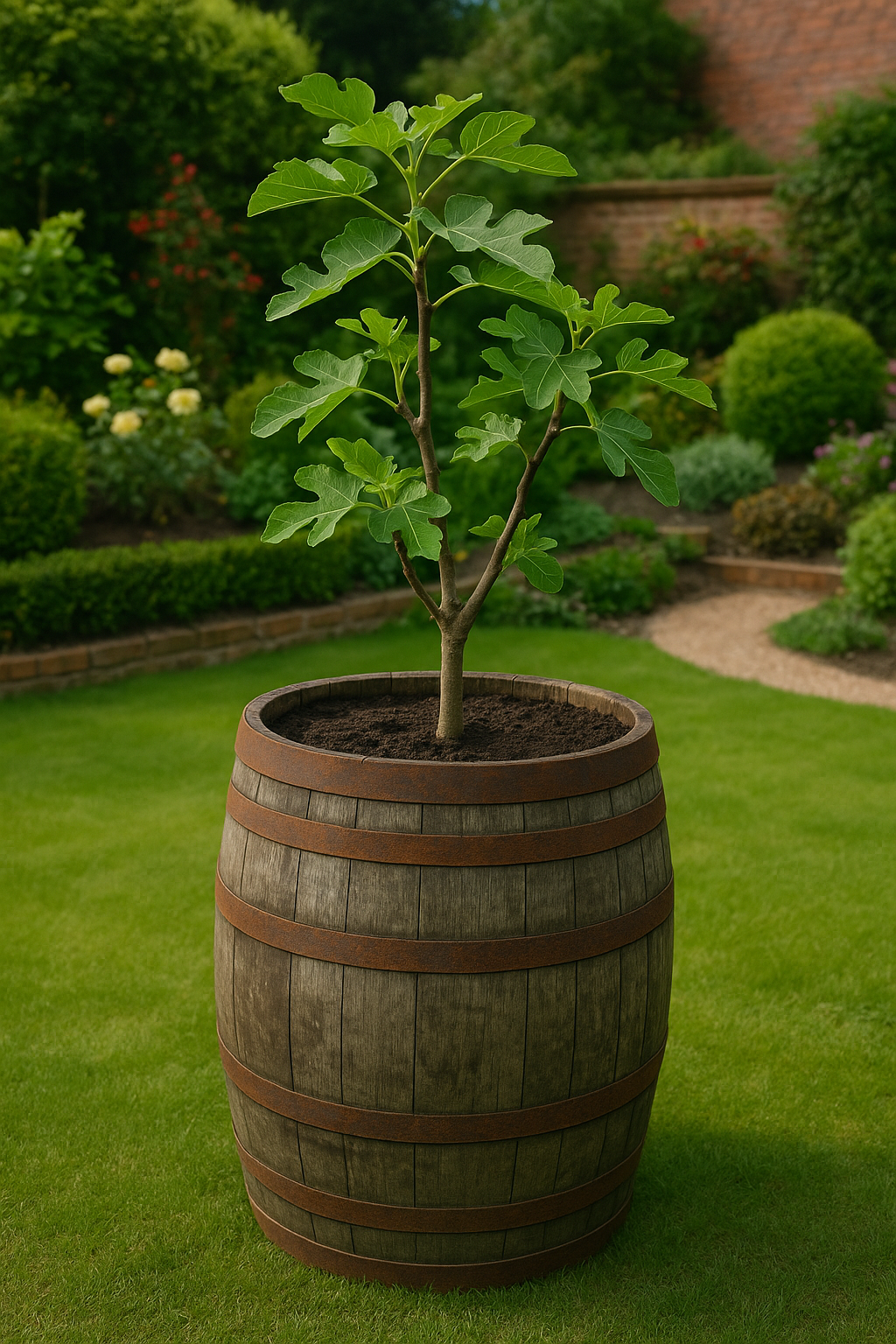 65cm Rustic full Barrel Oak Tree planter