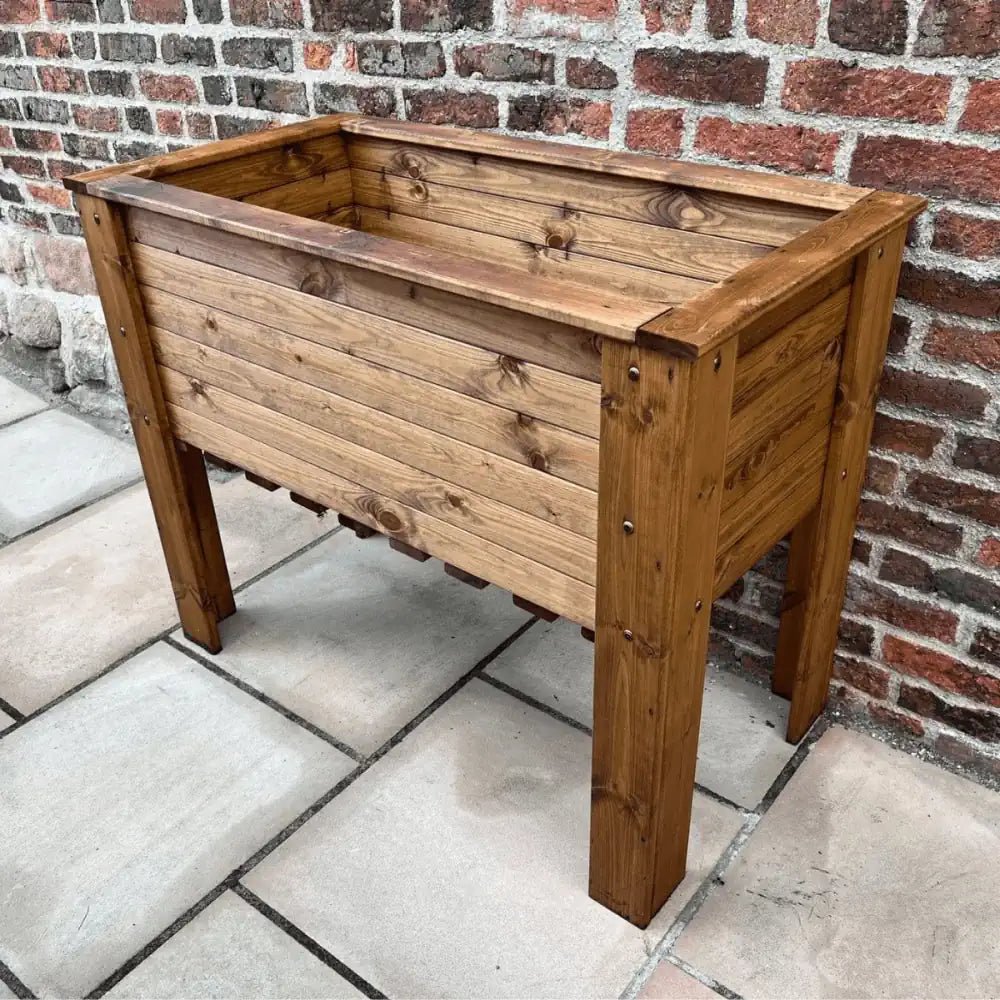 Large Wooden Garden Planter Redwood 1m Trug - by Woven Wood
