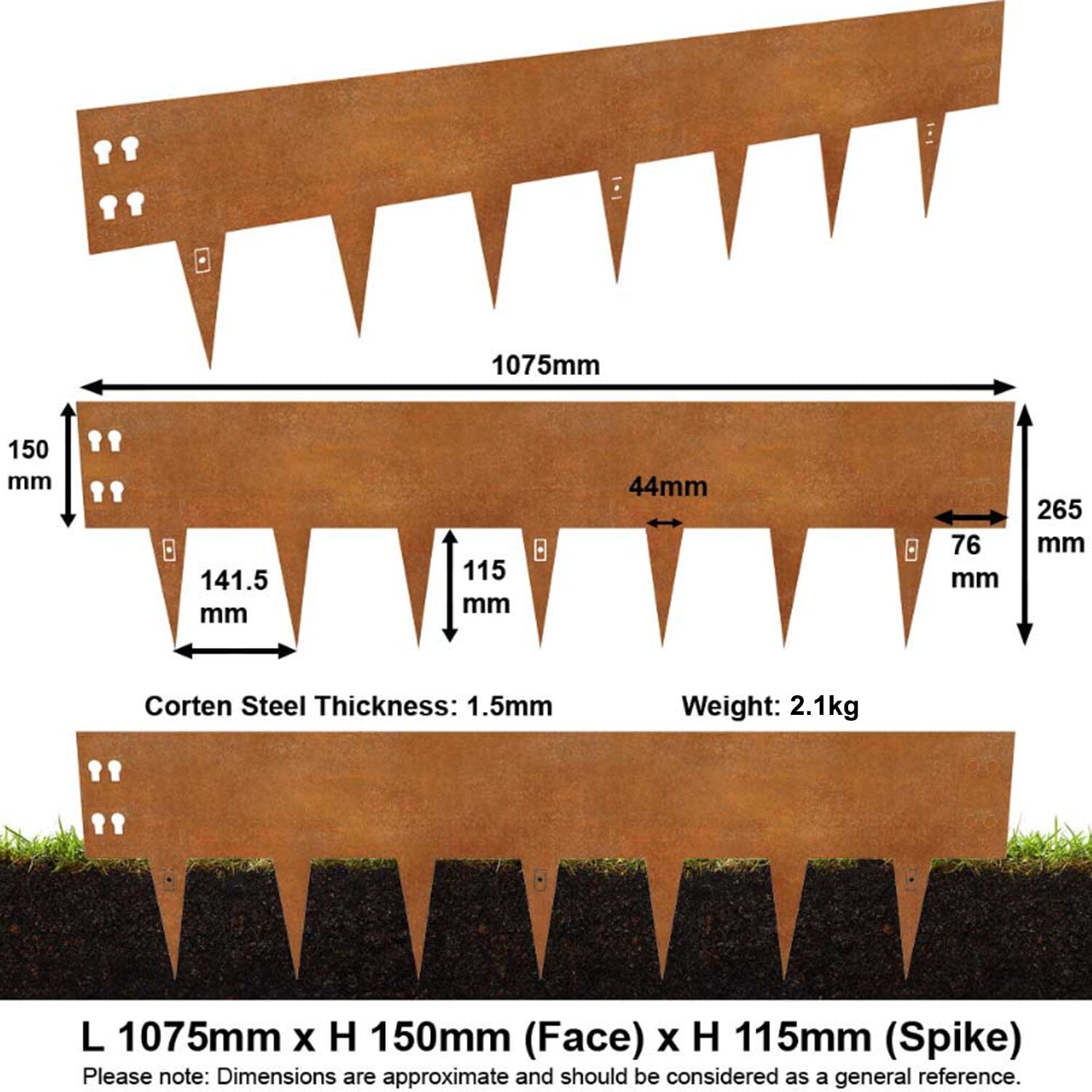 corten steel lawn edging, long edging garden, lawn edging, tall 15cm face