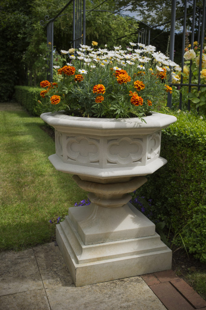 62cm Gothic Urn & Base Stone Planter