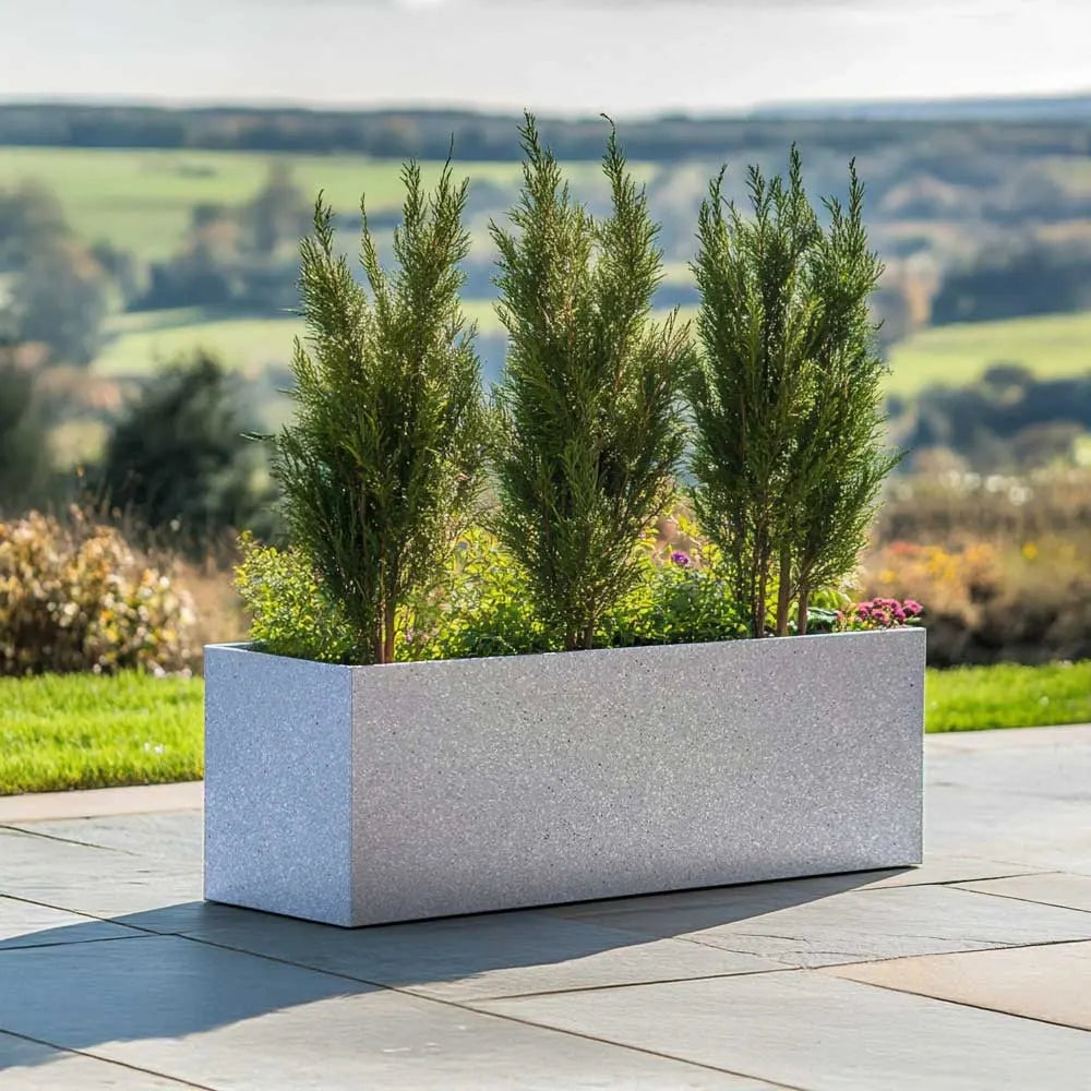 75cm Zinc Grey Stone Textured Trough Planter