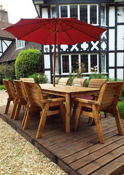 Eight Seater Rect Table Set Burgundy
