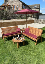 Six Seat Balmoral Corner Set With Round Coffee Burgundy