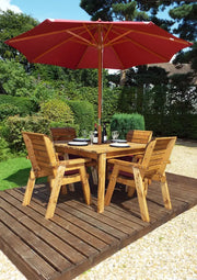 Four Seater Square Table Set Burgundy