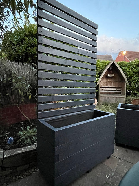 120cm Customisable Wood Trough Trellis Planter