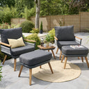 Kimora Relax Bistro with foot stools with Grey Fabric Cushion