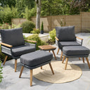 Kimora Relax Bistro with foot stools with Grey Fabric Cushion