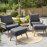 Kimora Relax Bistro with foot stools with Grey Fabric Cushion