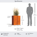 75cm Long Corten Steel 90cm Tall Trough Planter with Plate & Feet