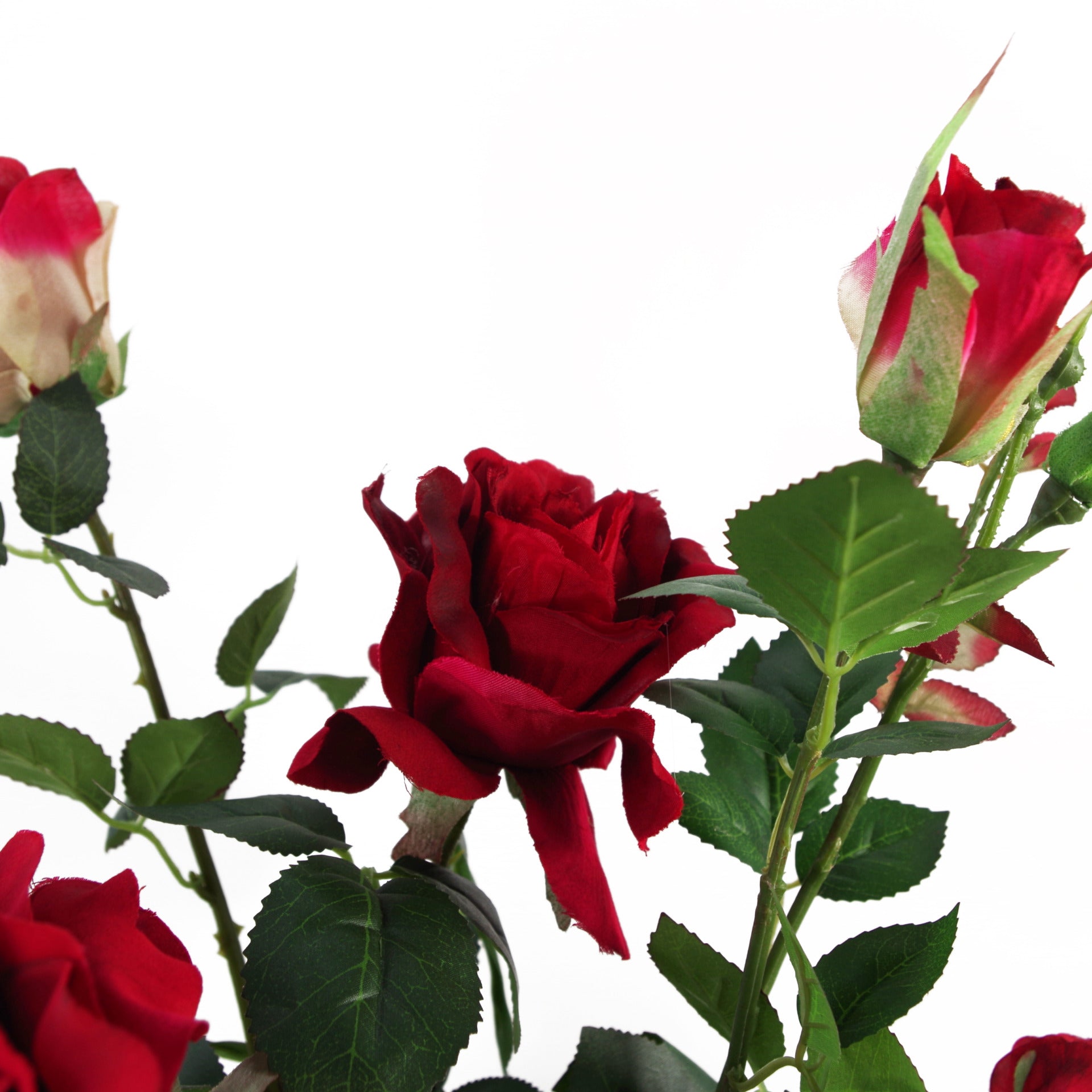 80cm Artificial Red Rose Plant - 180 Leaves
