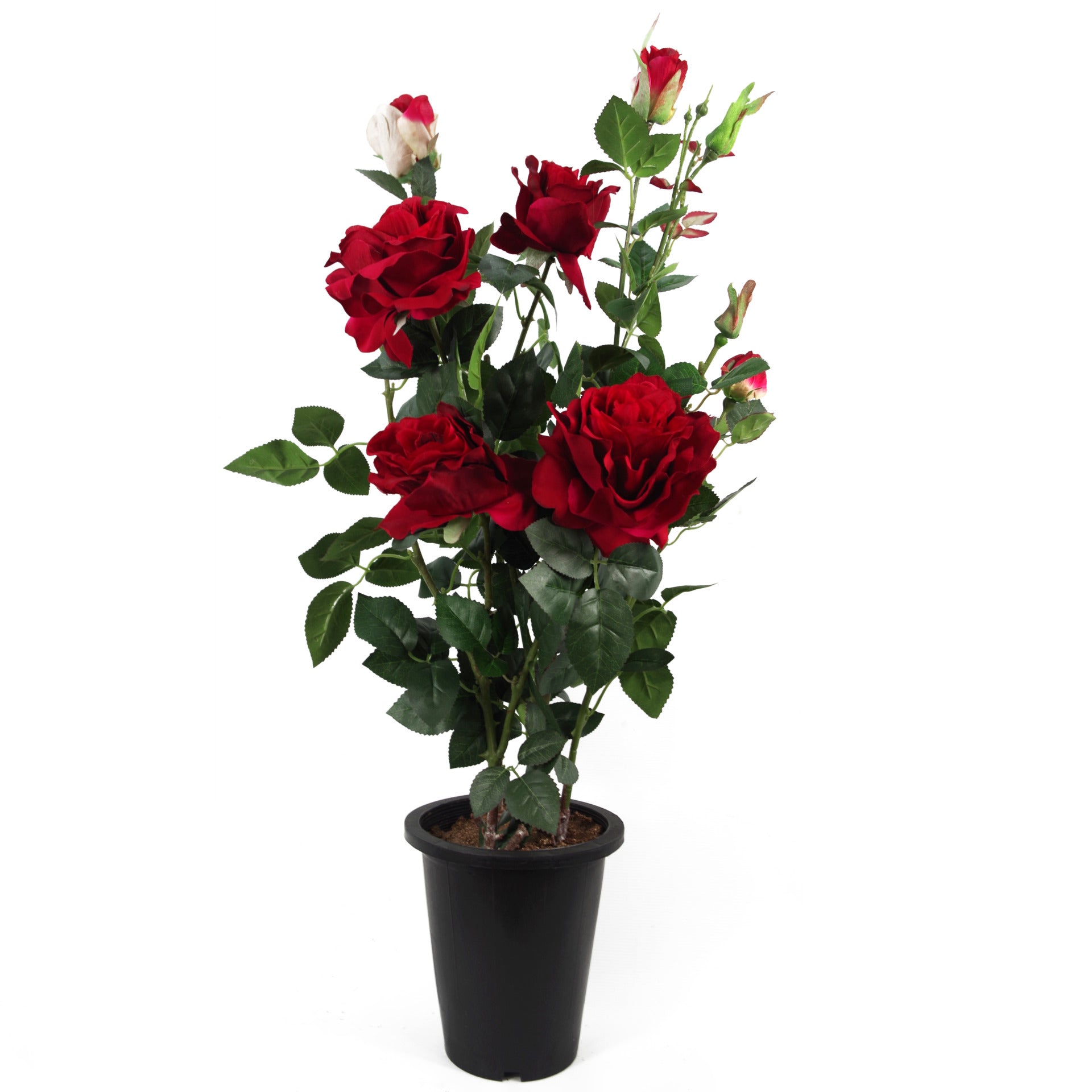80cm Artificial Red Rose Plant - 180 Leaves