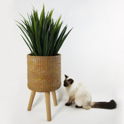 Rattan Effect Composite Planter with Stand