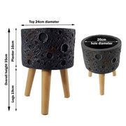 Moon Black Planter with Stand