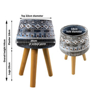 Large Blue Composite Planter with Stand