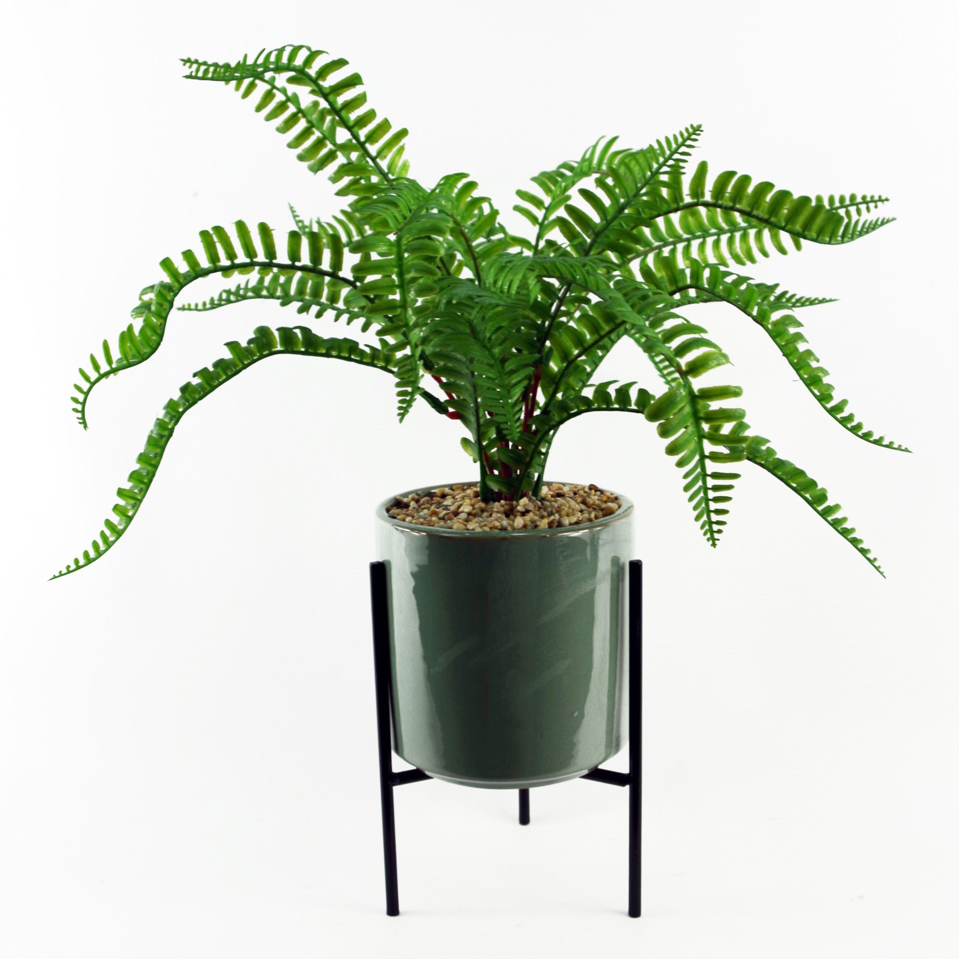 40cm Artificial Fern with Ceramic Planter & Stand