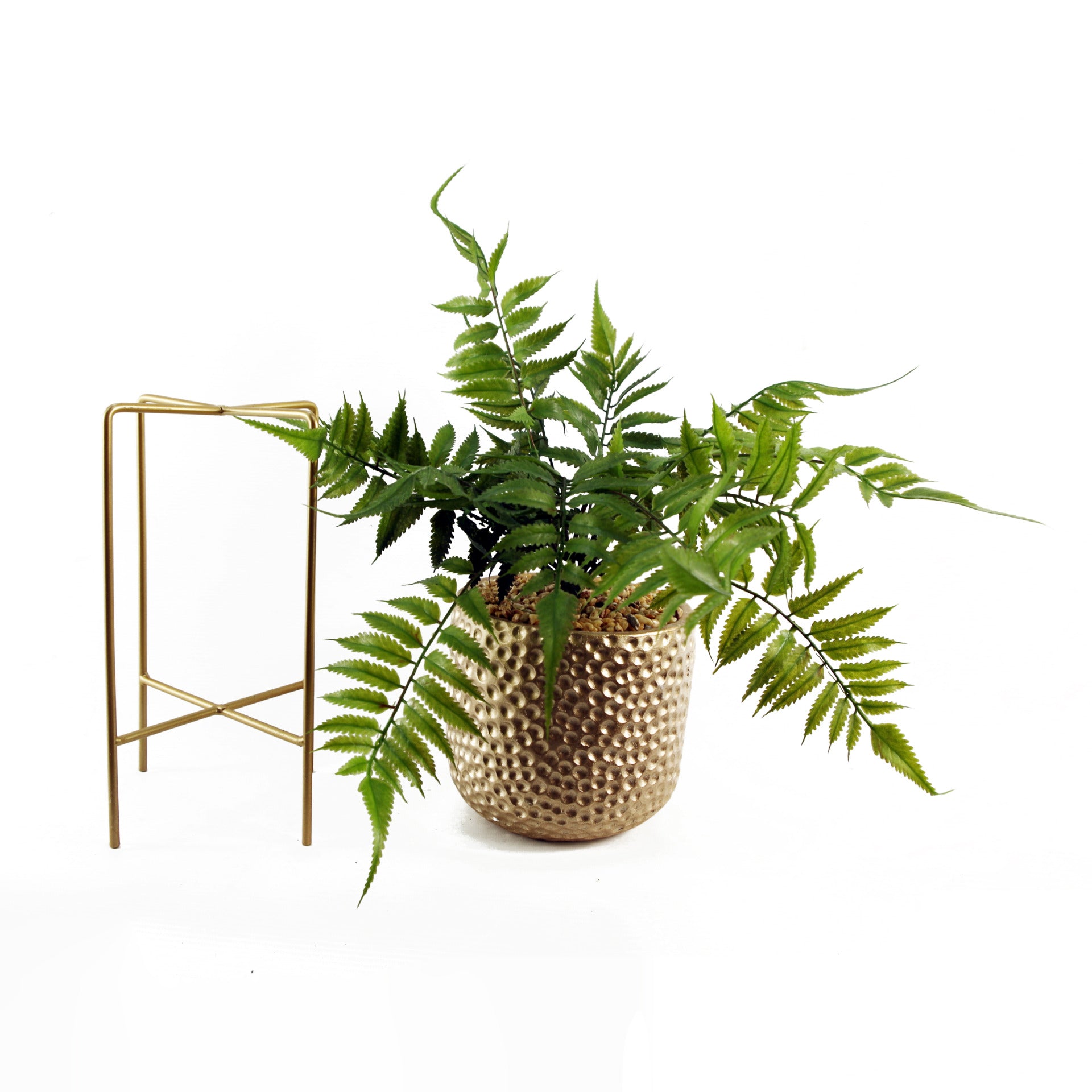 60cm Artificial Fern Plant with Metal Stand & Planter