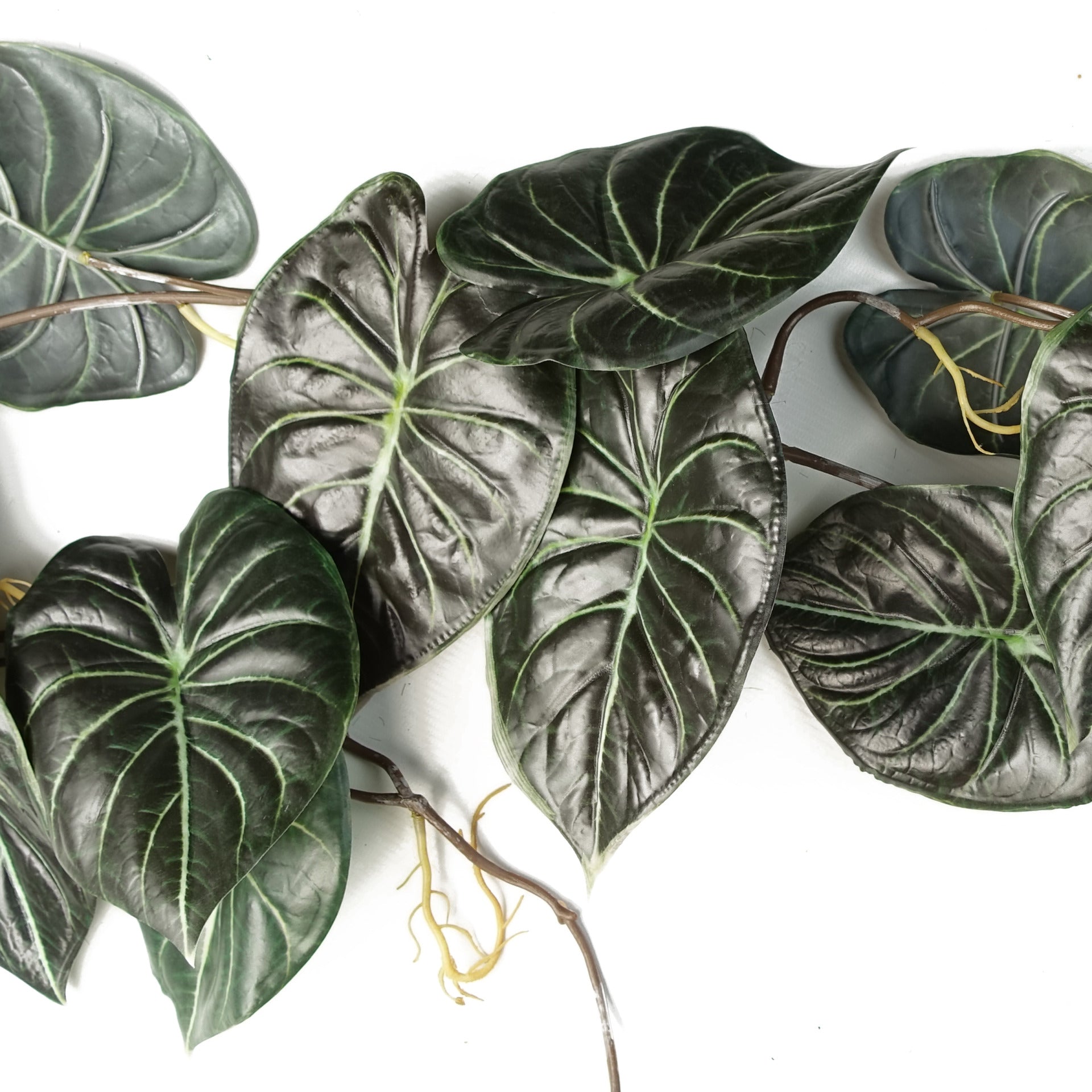 6 x 120cm Artificial Hanging Trailing Plant Alocasia Dragon Scale Dark