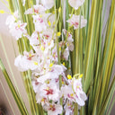 165cm Artificial Grass Plant with White Orchid Flowers