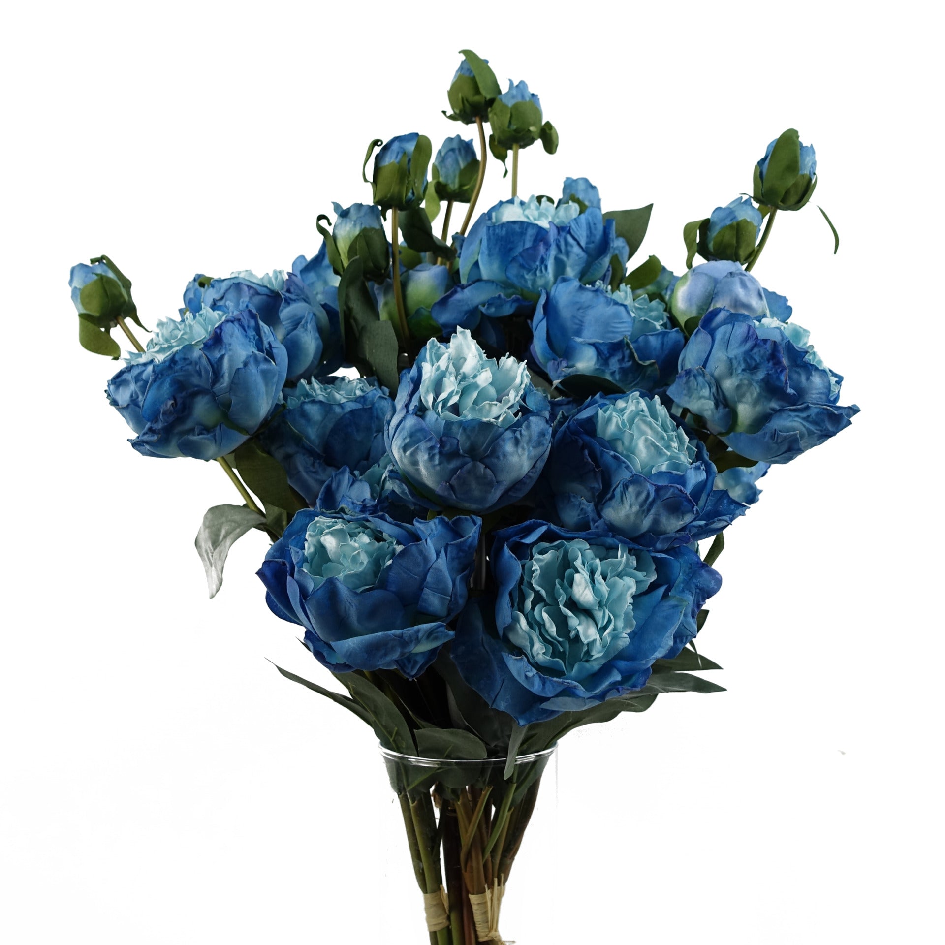 6 x 55cm Blue Peony Artificial Flower Stems