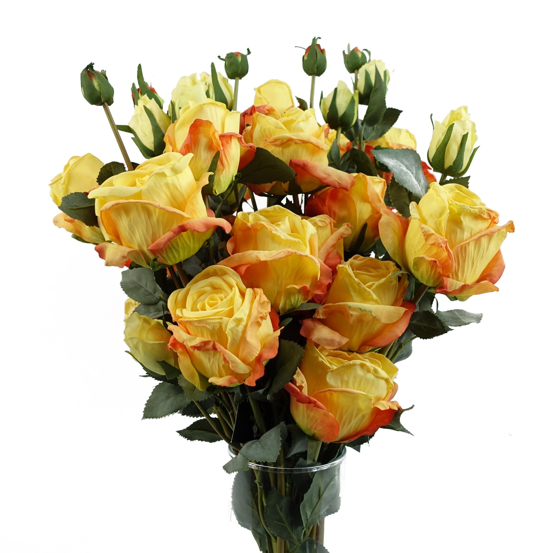 6 x 60cm Yellow Rose Artificial Flower Sprays - 24 Flowers 18 Buds