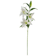 100cm Large White Lily Stem - 3 Flowers