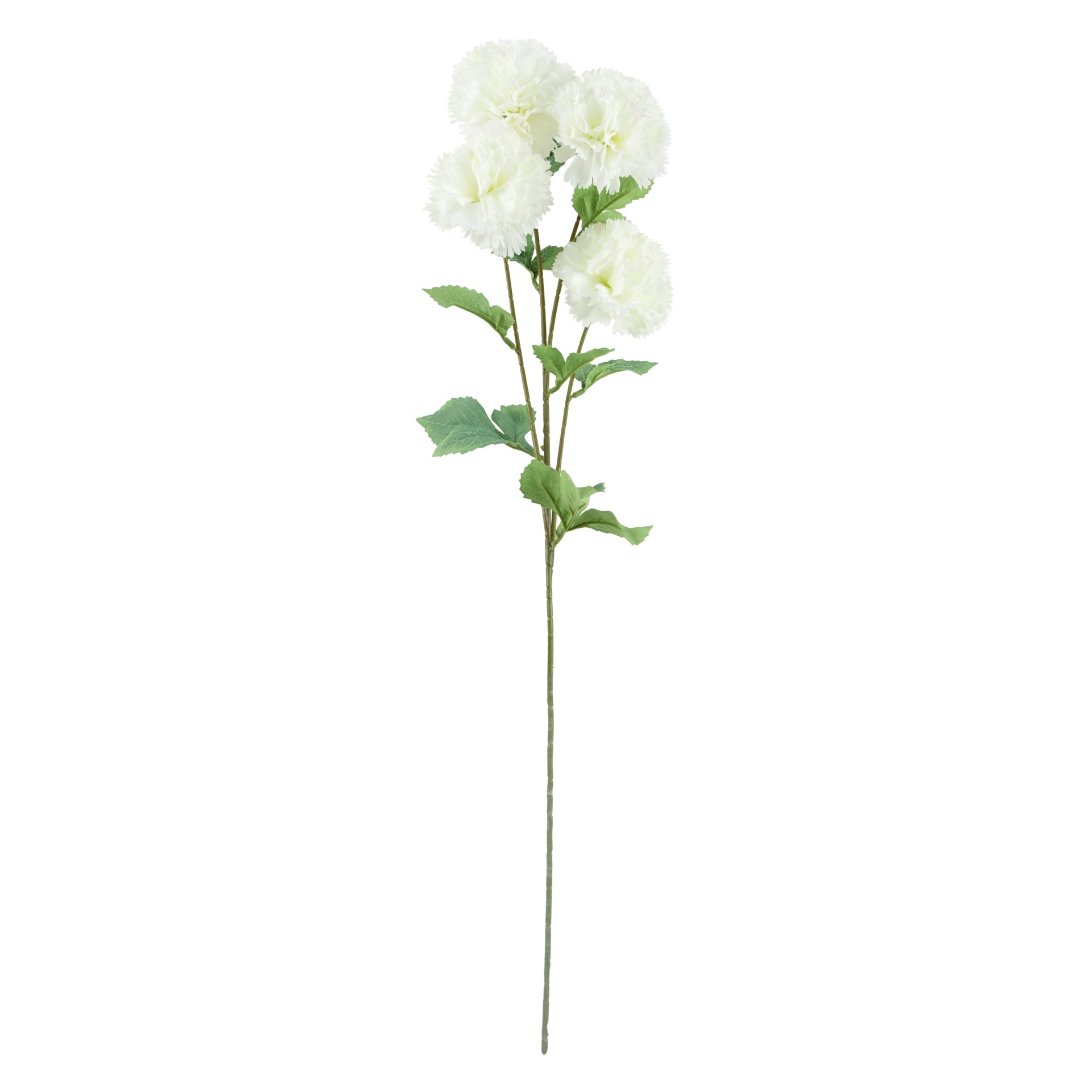 70cm White Artificial Carnation Stem - 4 Flowers